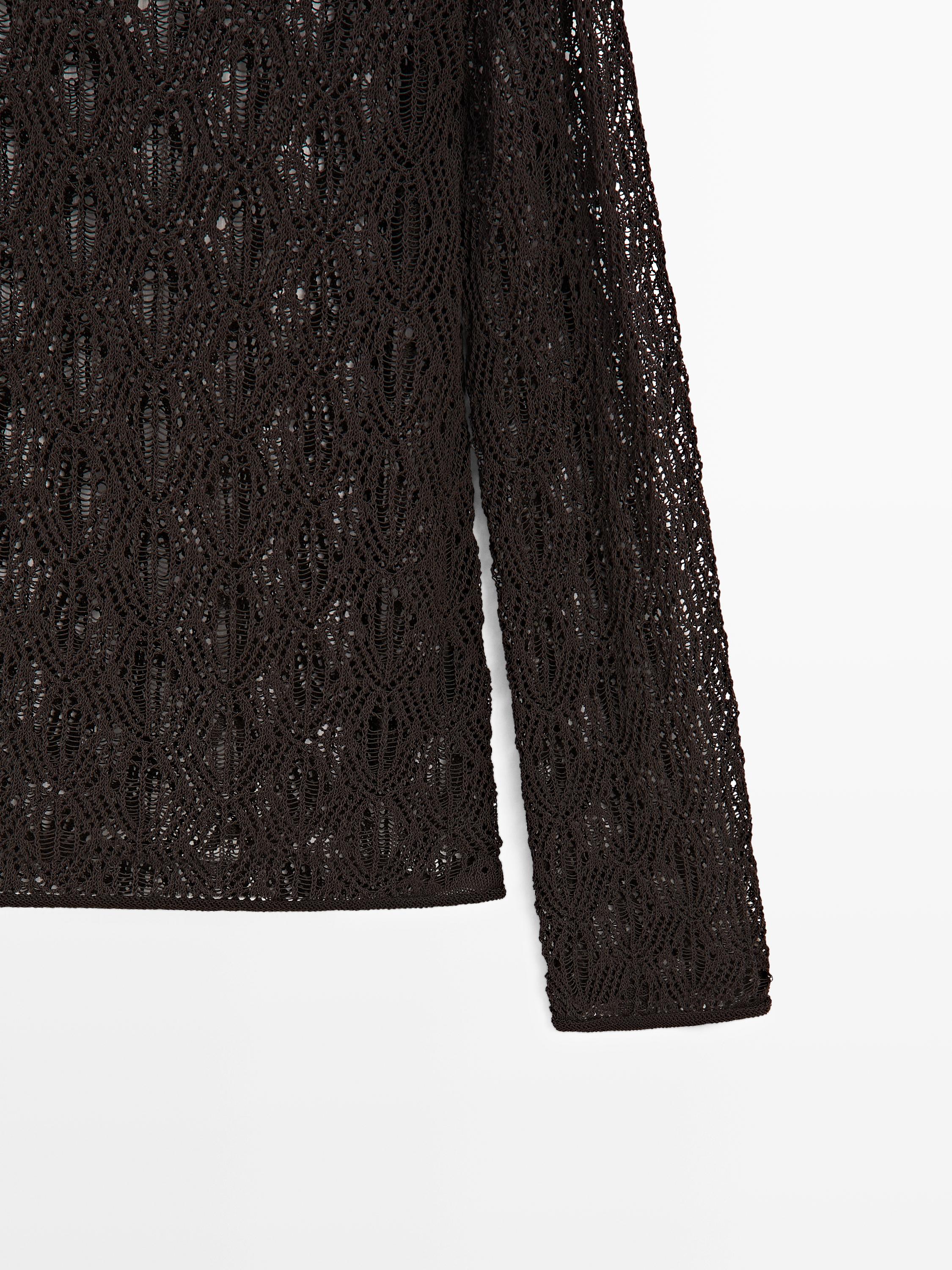 Boatneck sweater with openwork detail